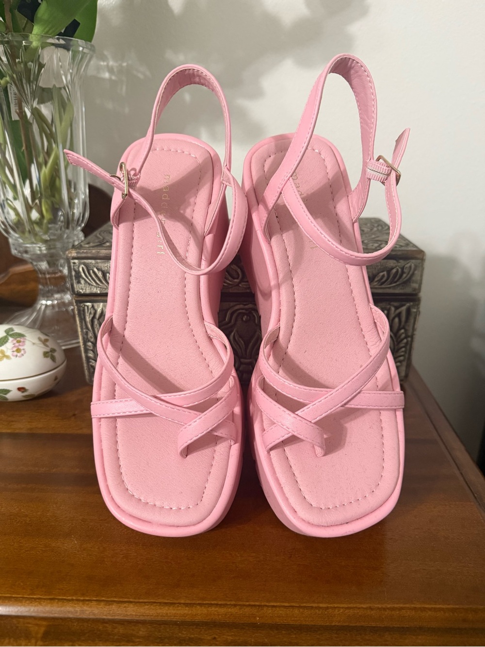 Madden Girl Pink Platform Wedge Sandals - Picture 2 of 4